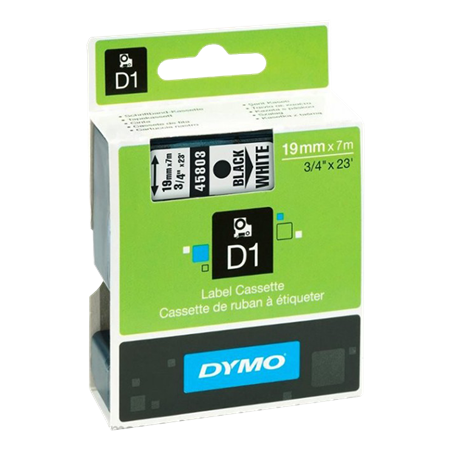 CINTA D1 PLAST NEG/BCO 19mm 7m